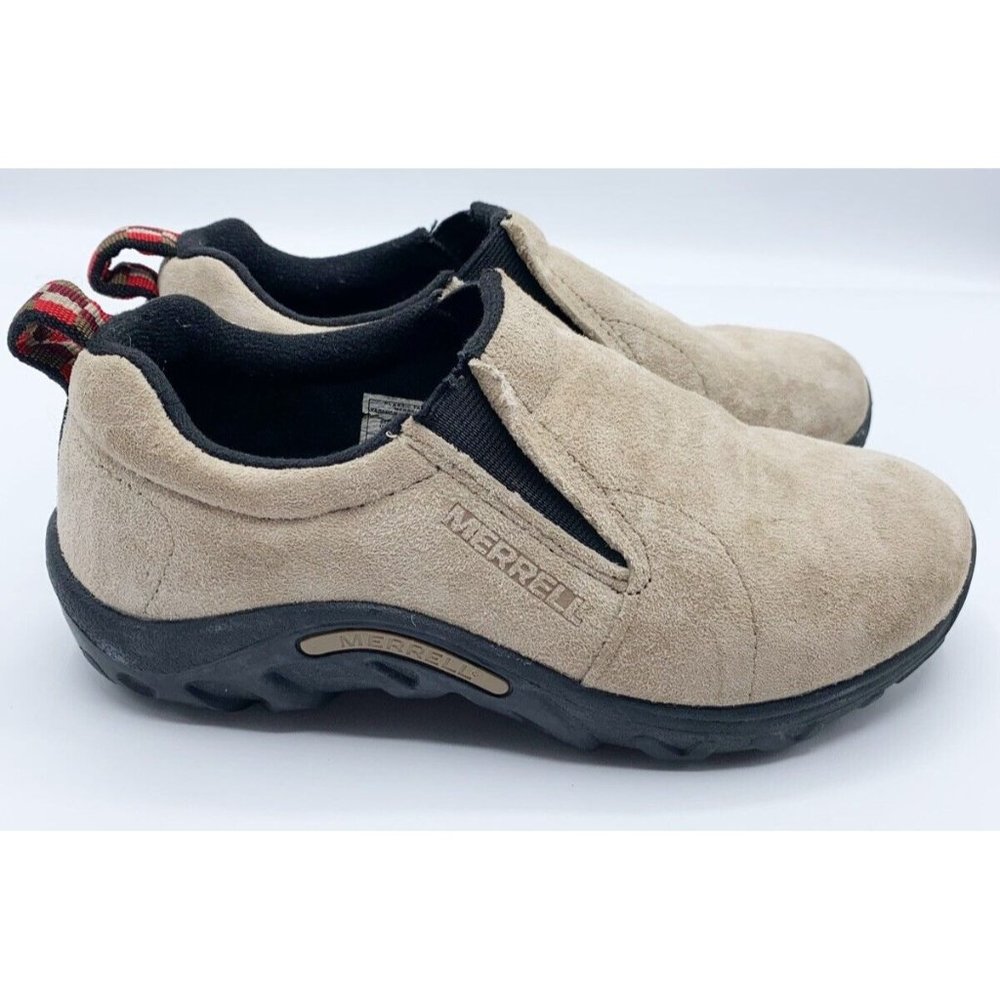 Merrell Tan Jungle Moc Suede Slip On Hiking Trail Shoes Youth Boys Size 1.5